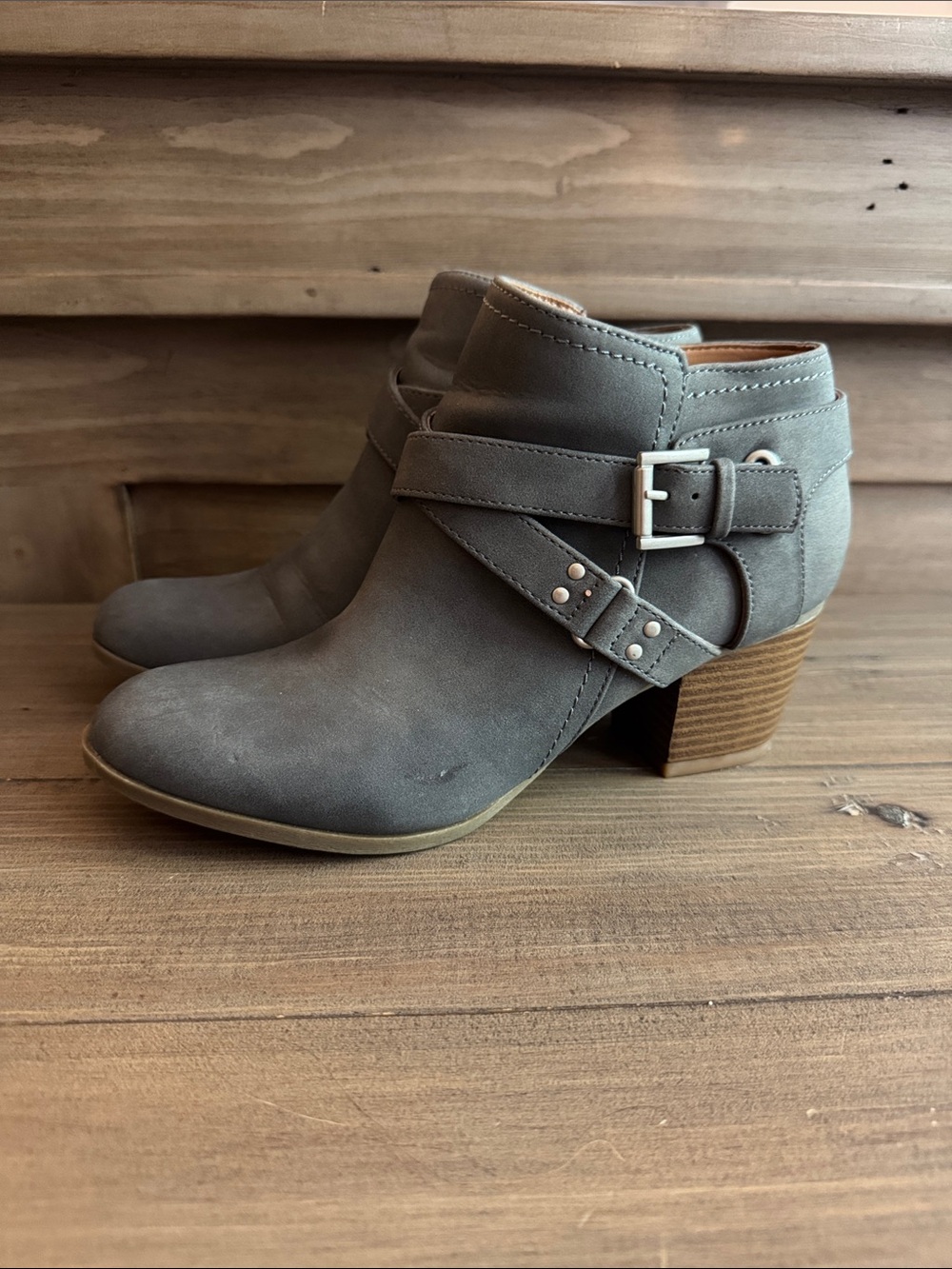 Indigo Rd Gray Ankle Boots, Size 8M